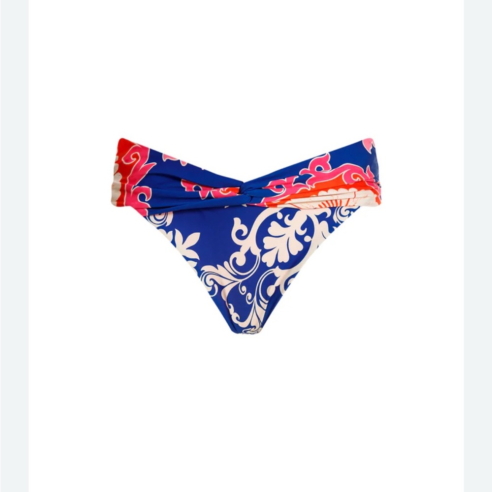 Agua Bendita Blue/Pink/white Floral Bikini bottom size L new